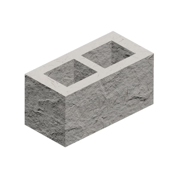 Блок бетонный пустотелый «рваный камень», 190 мм